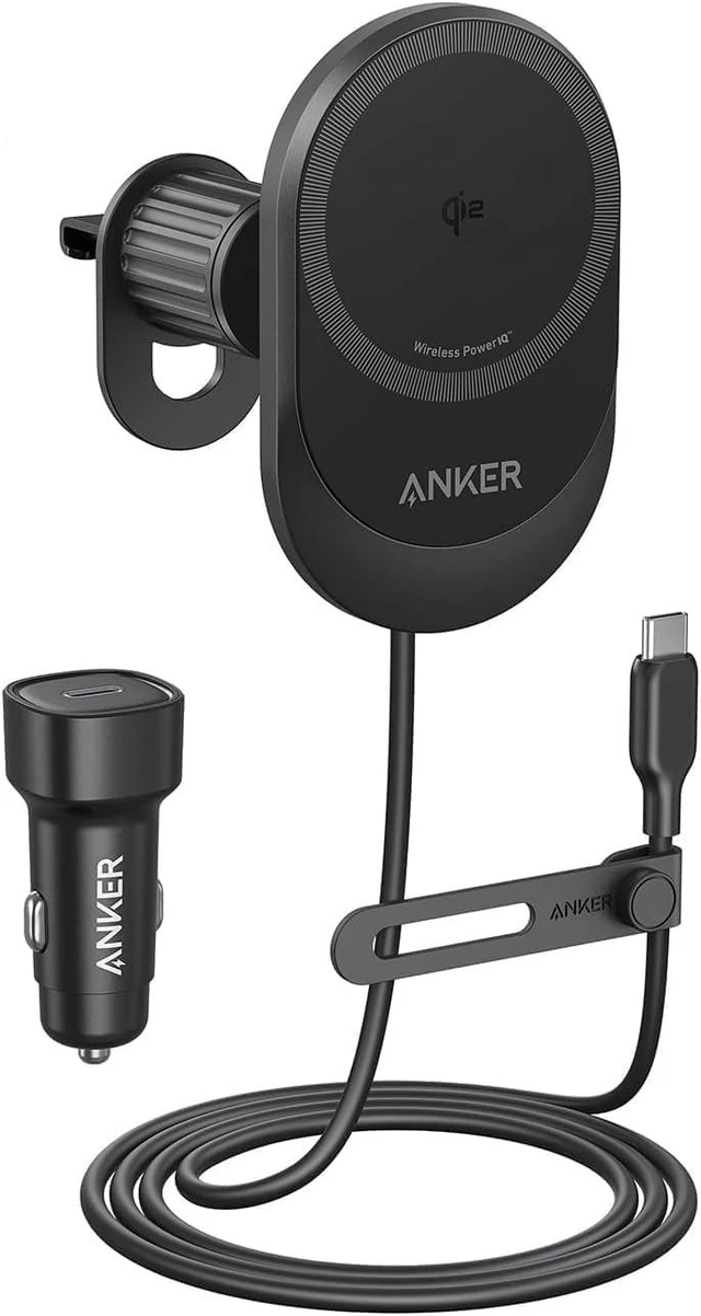 Main image of MagGo Qi2 Wireless Car Charger 15W Magnetic Mount Fast Charging for iPhone 12-16 Series Adjustable Viewing Angle USB-C Black