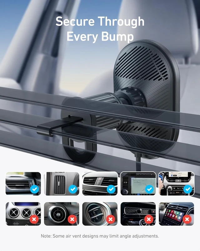 Alt view image 6 of 6 - MagGo Qi2 Wireless Car Charger 15W Magnetic Mount Fast Charging for iPhone 12-16 Series Adjustable Viewing Angle USB-C Black