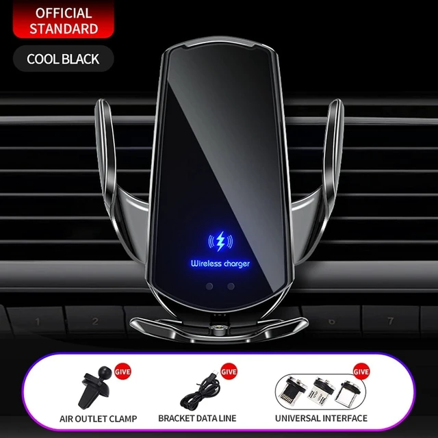 Alt view image 2 of 5 - Q3 Smart Sensor Wireless Car Charger Mount 15W Qi Fast Charging Black