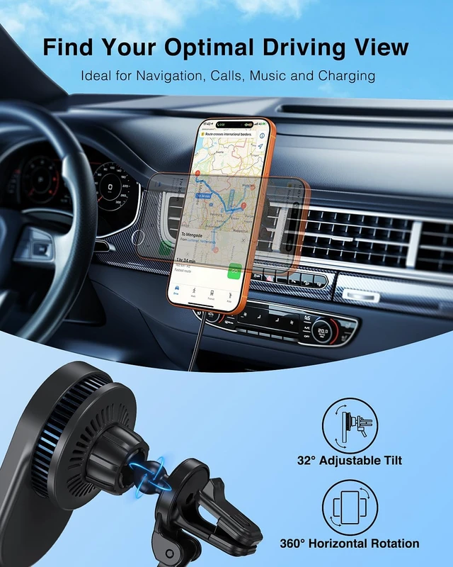 Alt view image 5 of 7 - Qi2.2 25W Magnetic Wireless Car Mount Charger with TEC Cooling Fan