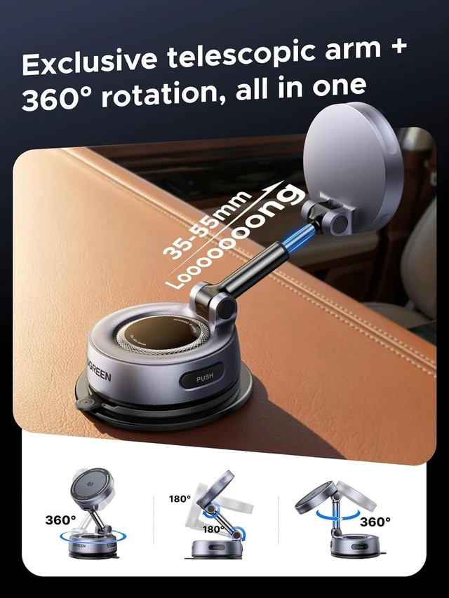 Alt view image 5 of 7 - 25W Qi2.2 MagSafe Compatible Wireless Car Charger Mount Suction Cup