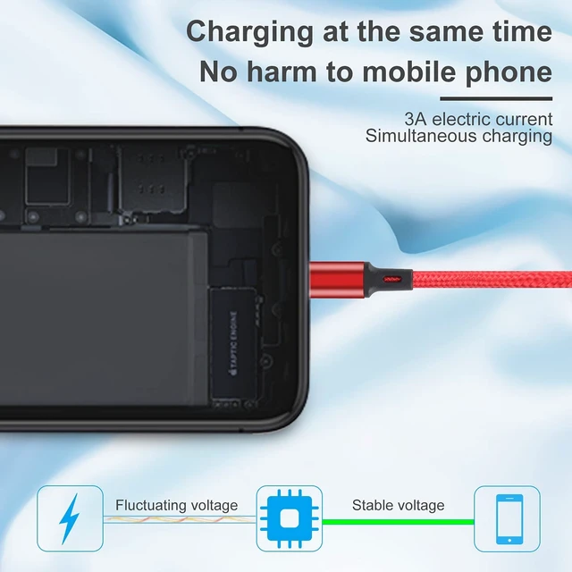 Alt view image 5 of 7 - 4 in 1 Multi Charging Cable 4FT/2Pcs Universal 3A Fast Charger Cord