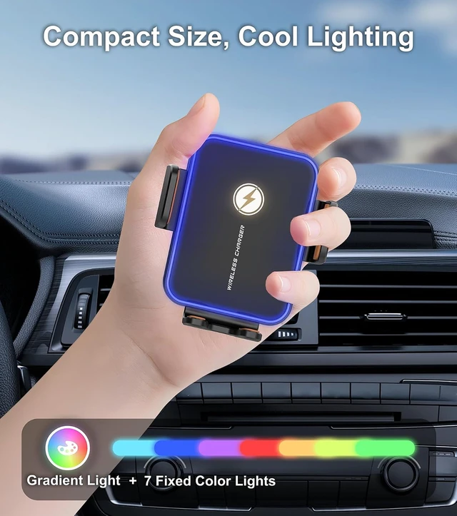 Alt view image 3 of 7 - 15W Auto-Clamping Wireless Car Charger Mount Air Vent Cell Phone Holder