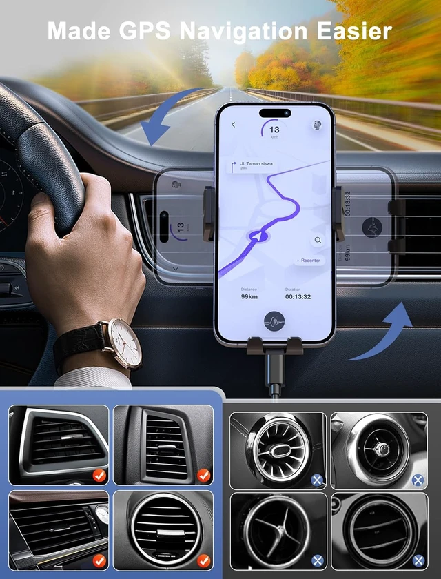 Alt view image 3 of 6 - Wireless Car Charger Auto-Clamping CD Slot Air Vent Car Mount Car Charger