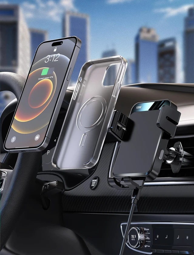 Alt view image 4 of 6 - Wireless Car Charger Auto-Clamping CD Slot Air Vent Car Mount Car Charger