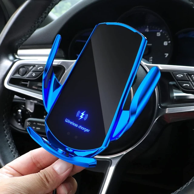 Alt view image 2 of 5 - Q3 Smart Sensor Wireless Car Charger Mount 15W Qi Fast Charging Blue
