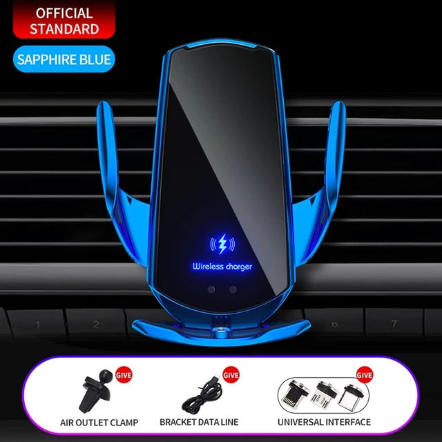 Alt view image 3 of 5 - Q3 Smart Sensor Wireless Car Charger Mount 15W Qi Fast Charging Blue