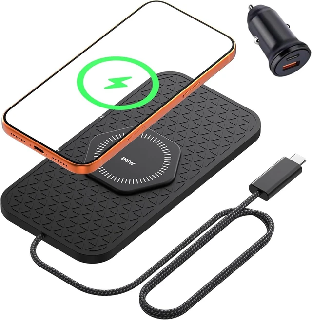 Main image of 25W Wireless Car Charger Fast No-Slip Charging Pad Compatible with iPhone 17/16/15/14/13/12/11/X/8 Series Compatible with Galaxy Z Fold/Flip S/Note Series Qi Android Phones Black