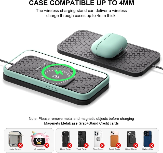 Alt view image 3 of 7 - 25W Wireless Car Charger Fast No-Slip Charging Pad Compatible with iPhone 17/16/15/14/13/12/11/X/8 Series Compatible with Galaxy Z Fold/Flip S/Note Series Qi Android Phones Black