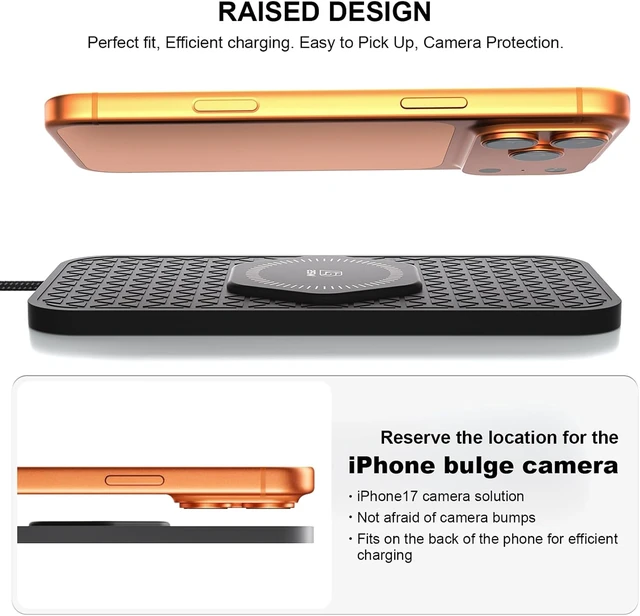 Alt view image 5 of 7 - 25W Wireless Car Charger Fast No-Slip Charging Pad Compatible with iPhone 17/16/15/14/13/12/11/X/8 Series Compatible with Galaxy Z Fold/Flip S/Note Series Qi Android Phones Black