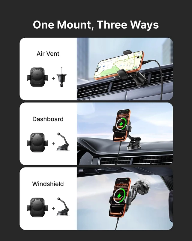 Alt view image 5 of 7 - 3-in-1 Magnetic Wireless Car Charger- Extra Clamp for Bumpy Road Cooling Fan to Extend Battery Life Original Qi2 Certified 15W Fast Charging for iPhone 12-17 Series Magsafe Car Charger Holder