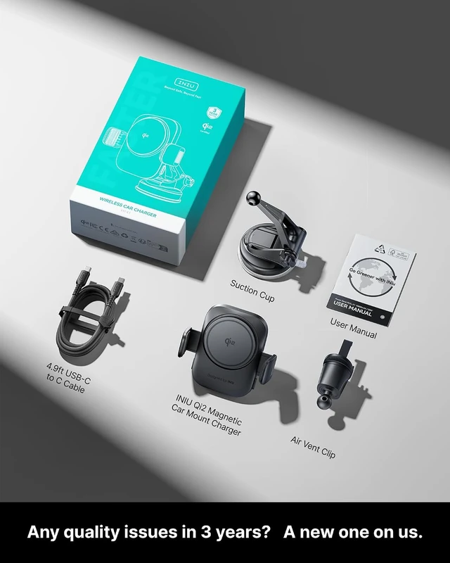 Alt view image 7 of 7 - 3-in-1 Magnetic Wireless Car Charger- Extra Clamp for Bumpy Road Cooling Fan to Extend Battery Life Original Qi2 Certified 15W Fast Charging for iPhone 12-17 Series Magsafe Car Charger Holder