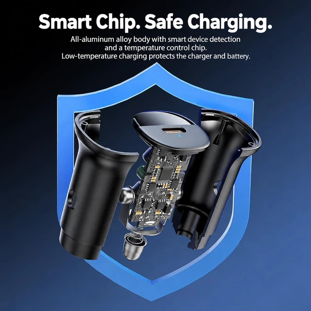 Alt view image 2 of 7 - 45W USB-C Car Charger PD/PPS Adapter for Qi2.2 25W Wireless Chargers