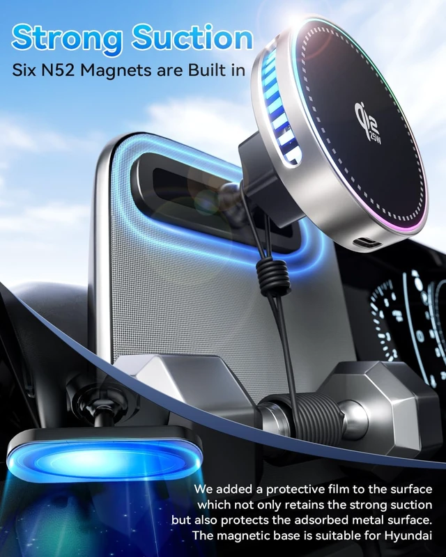 Alt view image 4 of 7 - 25W Wireless Car Charger Mount Design for Hyundai Ioniq 5