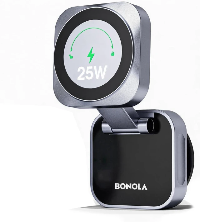 Main image of 25W Vacuum Wireless Charger Holder Suction Cup Car Charger Stand for iPhone 17 16 15 14 13 12& Android Foldable Magnetic Phone Mount Use in Mirror/Dashboard/Windshield