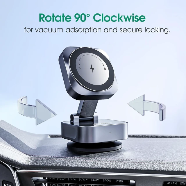 Alt view image 4 of 7 - 25W Vacuum Wireless Charger Holder Suction Cup Car Charger Stand for iPhone 17 16 15 14 13 12& Android Foldable Magnetic Phone Mount Use in Mirror/Dashboard/Windshield
