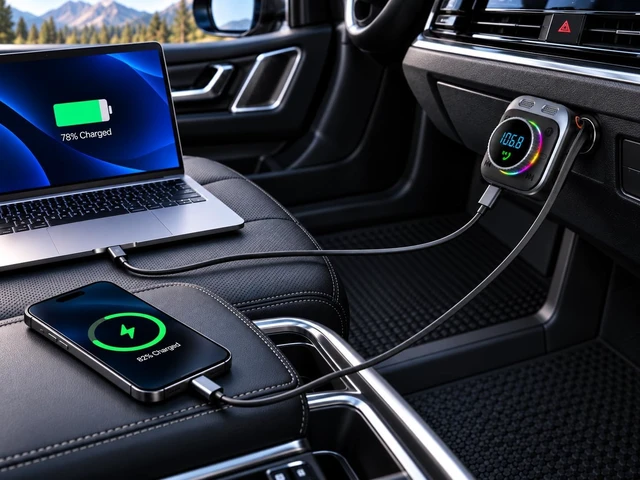 Alt view image 7 of 7 - 72W Bluetooth 5.4 FM Transmitter Car Charger 75CM Retractable USB-C Cable Hands-Free Calling Hi-Fi Bass USB-C& A Ports 12V-24V Compatible TR128