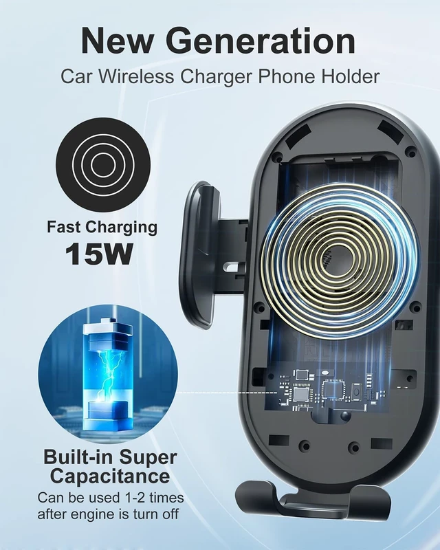 Alt view image 3 of 6 - Wireless Car Charger Phone Mount for Car Wireless Charger Smart Sensor Air Vent Automatic Clamping Phone Holder Compatible with iPhone 15/14/13/12/11/XS/XR/8 S22/S21/S20/Note 20