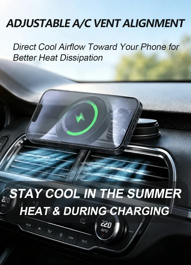 Alt view image 4 of 7 - 15W Wireless Fast Charger Car Phone Mount Holder with Vacuum
