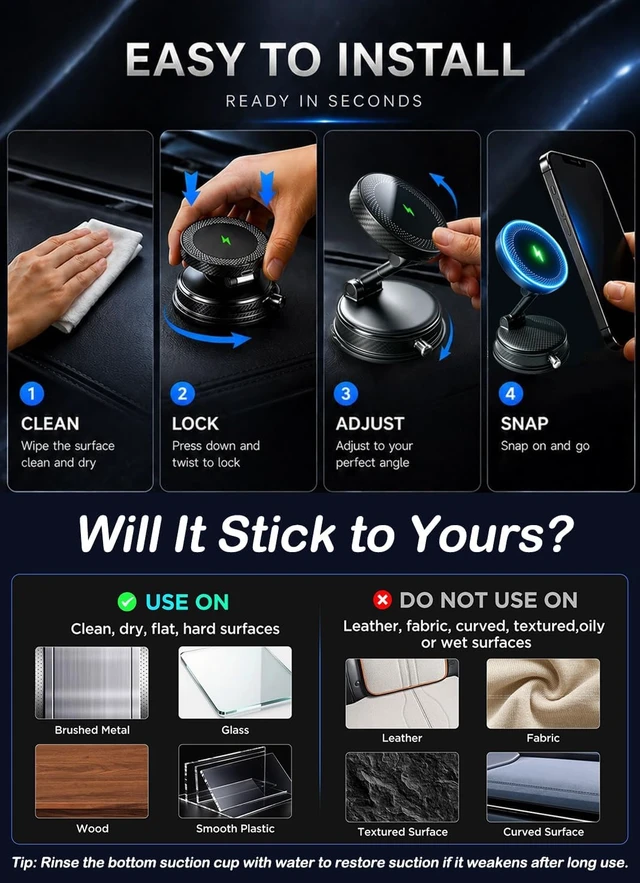 Alt view image 6 of 7 - 15W Wireless Fast Charger Car Phone Mount Holder with Vacuum
