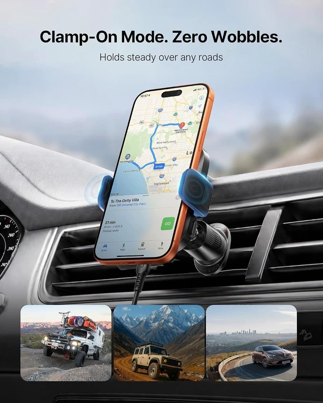 Alt view image 3 of 7 - SnapGo V11-E1 Qi2 15W Magnetic Wireless Car Charger Mount