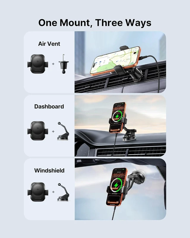 Alt view image 4 of 7 - SnapGo V11-E1 Qi2 15W Magnetic Wireless Car Charger Mount