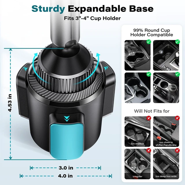 Alt view image 6 of 7 - Cup Holder Phone Charger for Magsafe Wireless Magnetic Car Mount