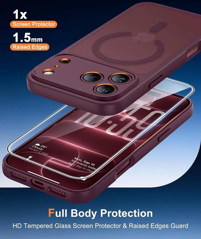 Alt view image 6 of 7 - for iPhone 18 Pro Case / 17 Pro Case Fit for MagSafe Burgundy
