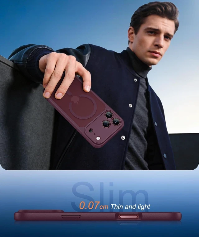 Alt view image 7 of 7 - for iPhone 18 Pro Case / 17 Pro Case Fit for MagSafe Burgundy