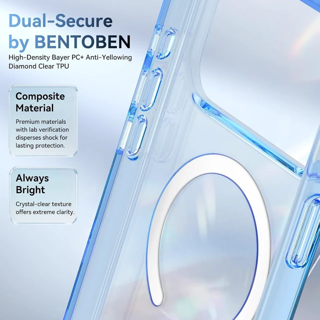 Alt view image 5 of 7 - Magnetic for iPhone 18 Pro Max Shockproof Clear Case Glacier Blue