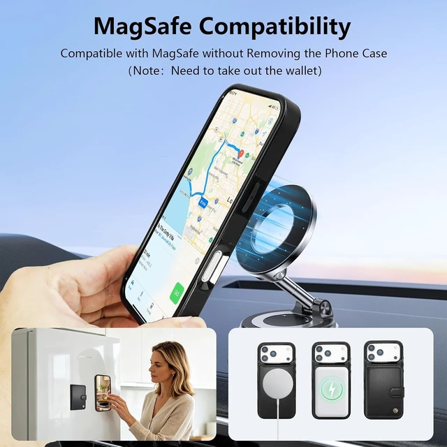 Alt view image 4 of 7 - for iPhone 18/17 Pro Detachable Magnetic Slim Wallet Case Black