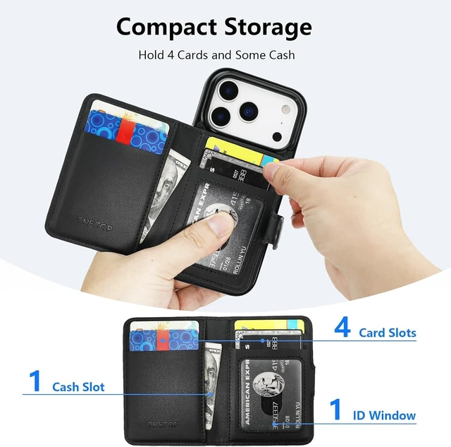 Alt view image 3 of 7 - for iPhone 18/17 Pro Detachable Magnetic Slim Wallet Case Black