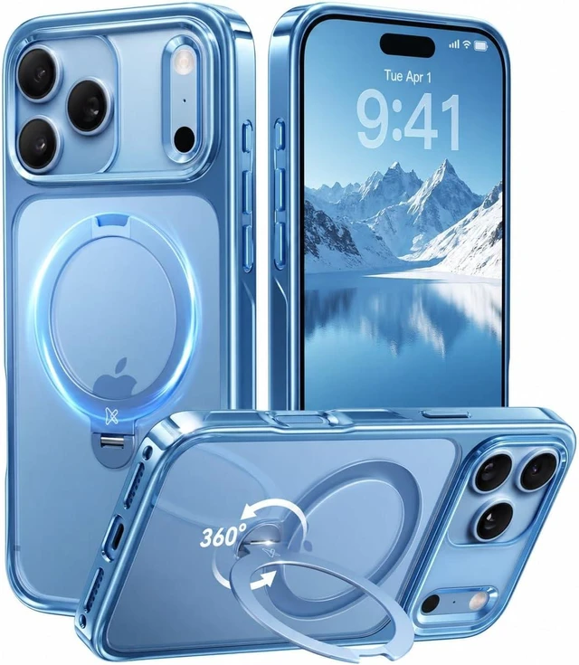 Main image of Glacier Blue for iPhone 18 Pro Max Case 360 Spin Magnetic Stand