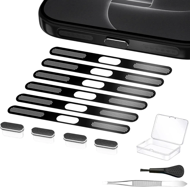 Main image of for iPhone 18 Pro Max Speaker Dust Cover & USB C Dust Plug Black