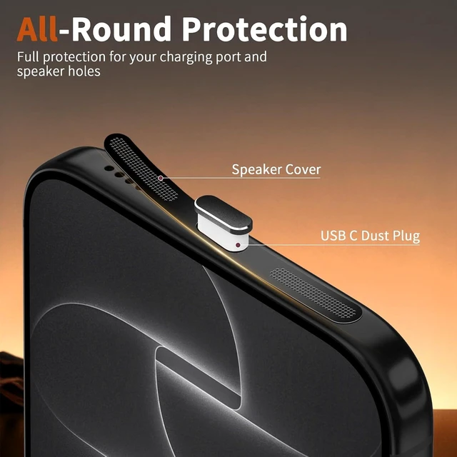 Alt view image 2 of 7 - for iPhone 18 Pro Max Speaker Dust Cover & USB C Dust Plug Black