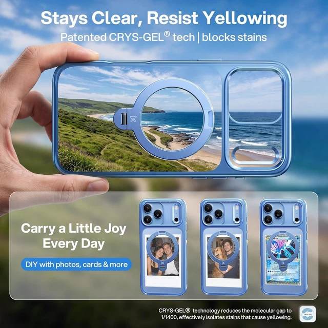 Alt view image 6 of 7 - Glacier Blue for iPhone 18 Pro Max Case 360 Spin Magnetic Stand