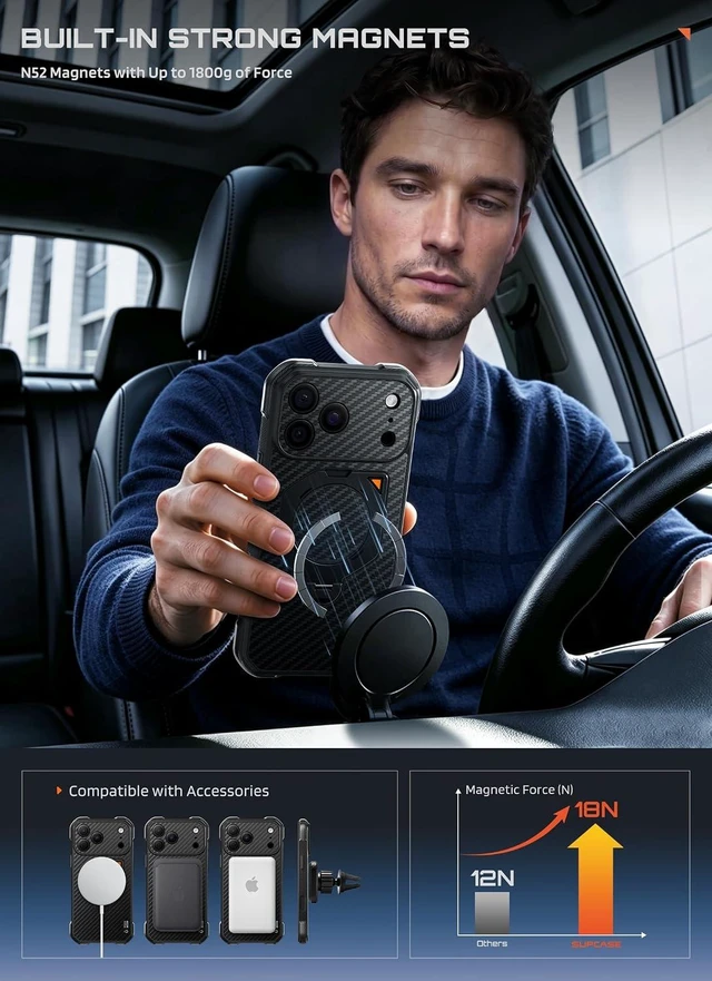 Alt view image 6 of 7 - for iPhone 18 Pro Max Case with 360° Rotating Stand Aramid Black