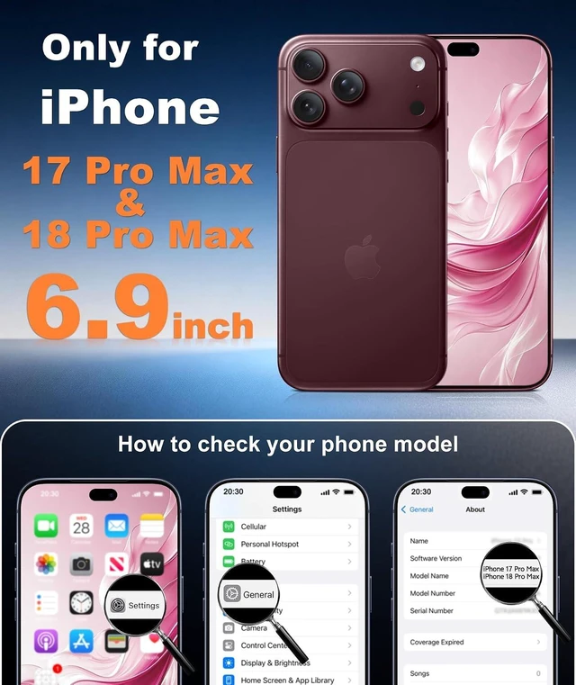 Alt view image 2 of 7 - for iPhone 18 Pro Max / 17 Pro Max Case Fit for MagSafe Burgundy