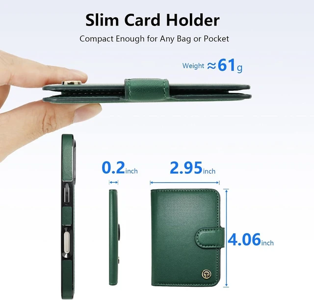 Alt view image 2 of 7 - for iPhone 18/17 Pro Detachable Magnetic Slim Wallet Case Green