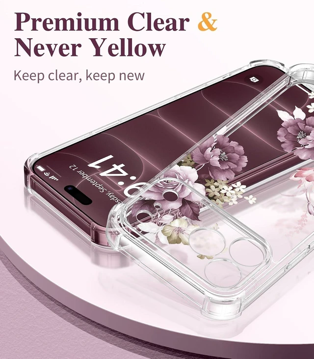 Alt view image 3 of 7 - for iPhone 18 Pro Case/17 Pro Case Floral Clear Slim Women