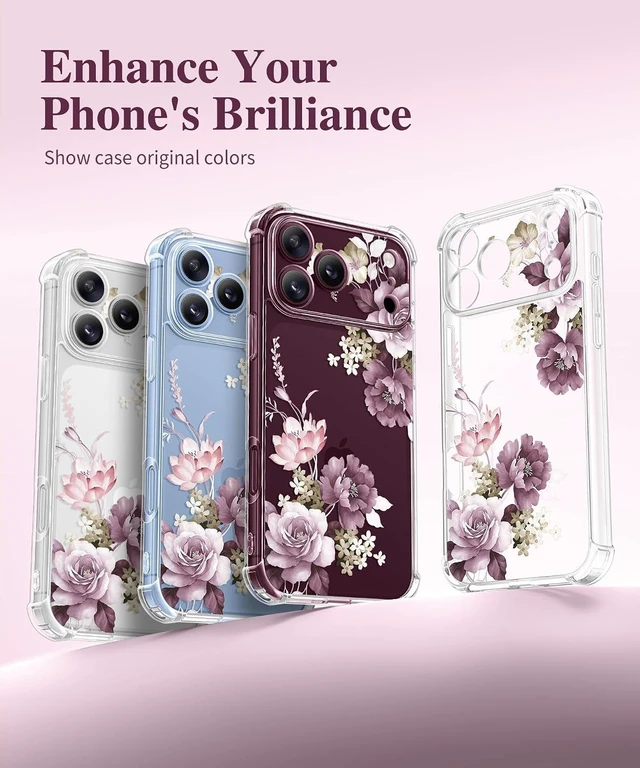 Alt view image 5 of 7 - for iPhone 18 Pro Case/17 Pro Case Floral Clear Slim Women