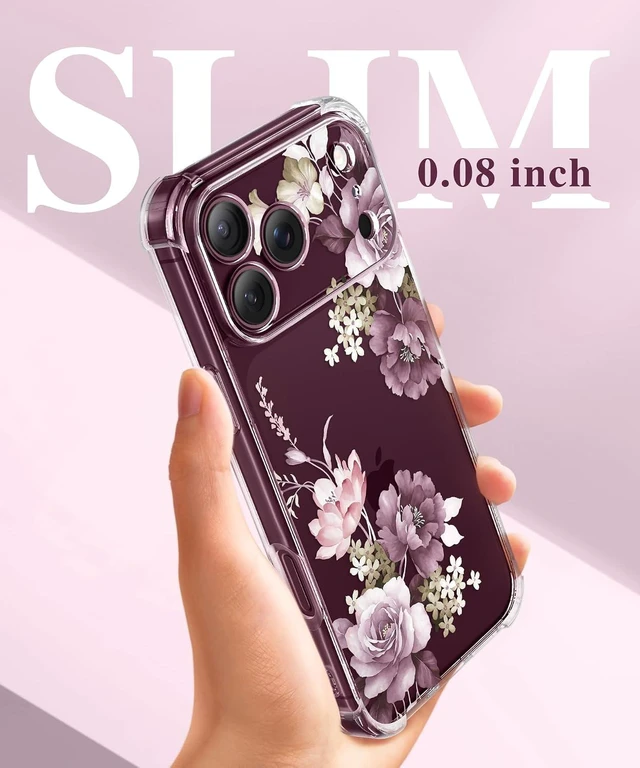 Alt view image 7 of 7 - for iPhone 18 Pro Case/17 Pro Case Floral Clear Slim Women