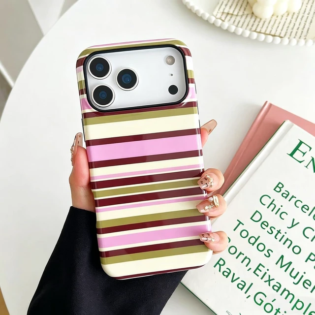 Alt view image 2 of 7 - for iPhone 18 Pro Case Cute Yellow Colorful Striped Phone Case
