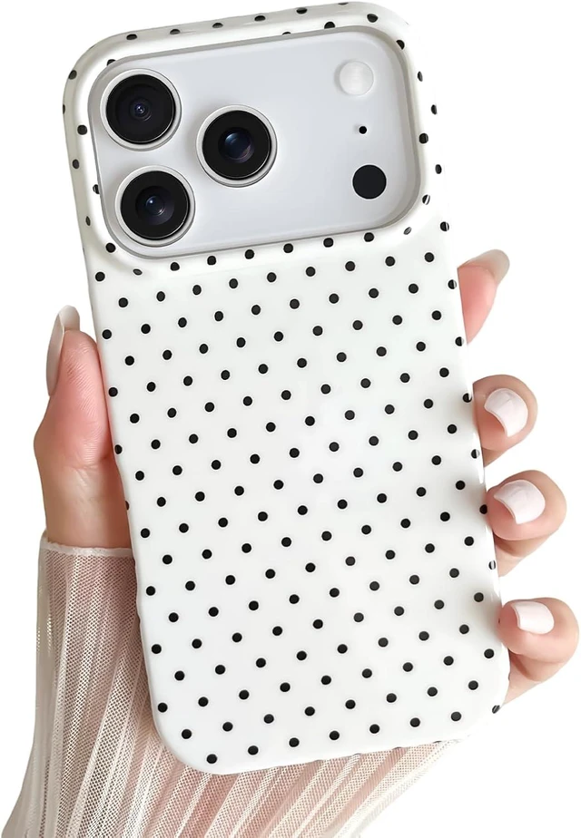 Main image of for iPhone 18 Pro Case Cute Polka Dot Phone Case Soft TPU Slim Shockproof Phone Cover for Women Girls White