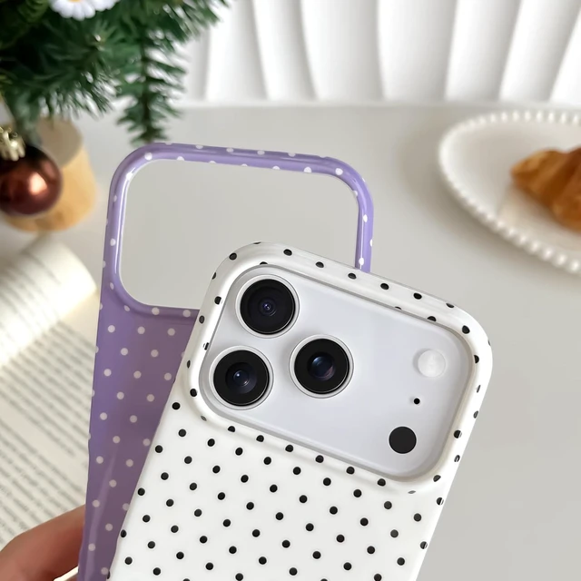 Alt view image 3 of 7 - for iPhone 18 Pro Case Cute Polka Dot Phone Case Soft TPU Slim Shockproof Phone Cover for Women Girls White