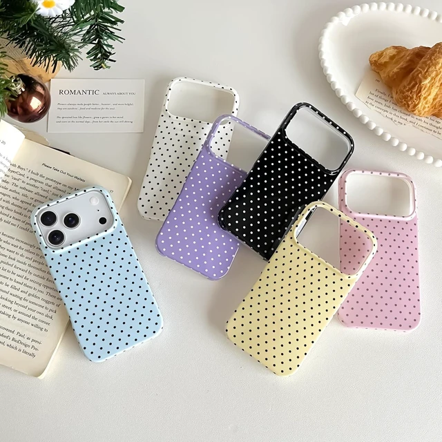 Alt view image 7 of 7 - for iPhone 18 Pro Case Cute Polka Dot Phone Case Soft TPU Slim Shockproof Phone Cover for Women Girls White