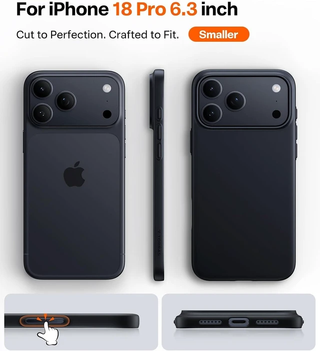Alt view image 2 of 7 - Magnetic Slim Fit for iPhone 18 Pro Case Thin 6.3 inch Matte Black