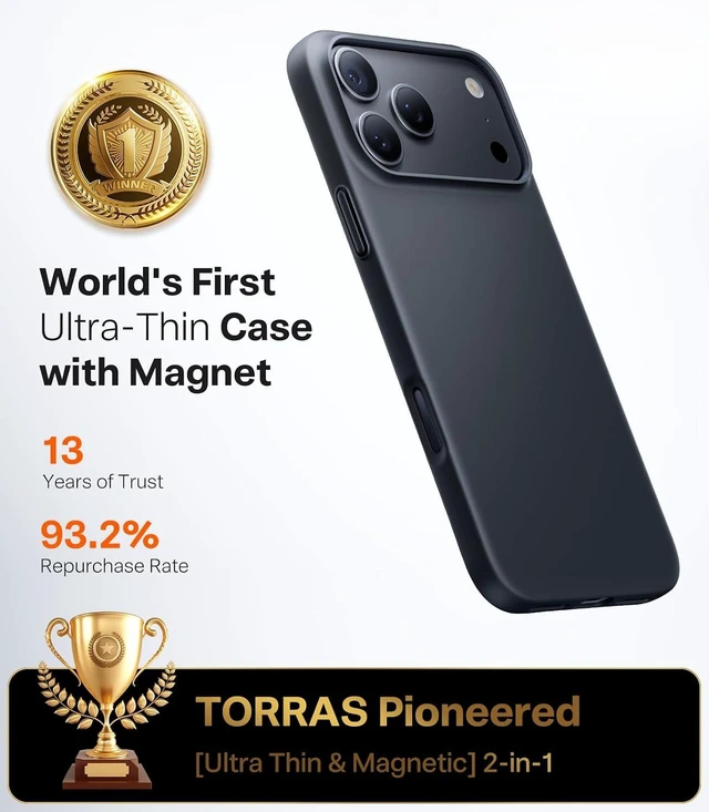 Alt view image 3 of 7 - Magnetic Slim Fit for iPhone 18 Pro Max Case Ultra Thin Matte Black