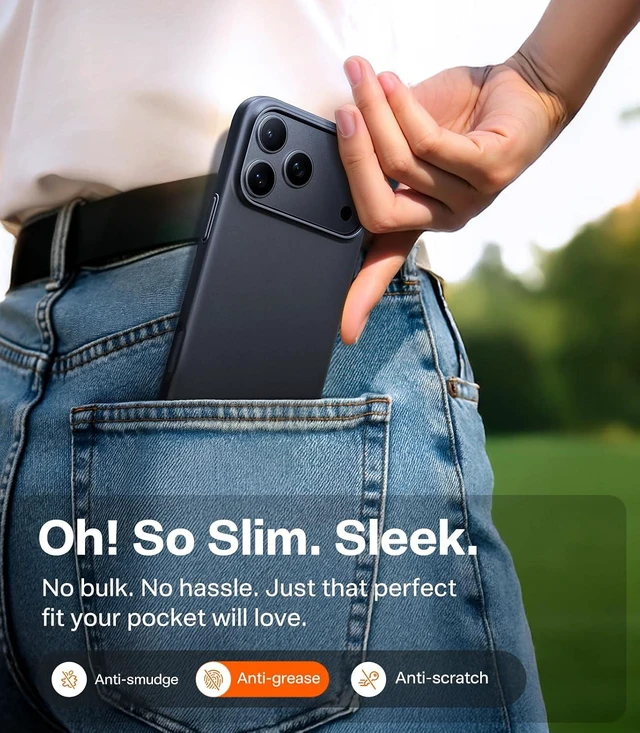 Alt view image 7 of 7 - Magnetic Slim Fit for iPhone 18 Pro Max Case Ultra Thin Matte Black