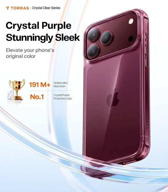 Alt view image 3 of 7 - for iPhone 18 Pro Max Case Clear Burgundy Anti-Yellowing 6.9